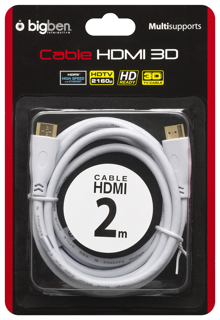 Câble HDMI compatible TV 3D (Blanc) - Visuel