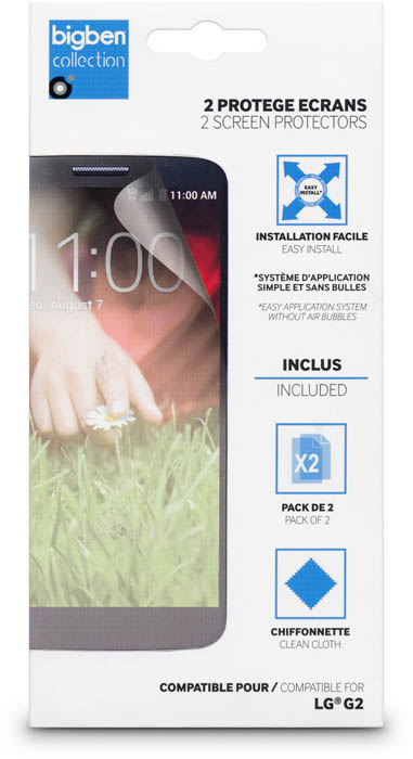 Lot de 2 protège-écrans transparents pour LG G2 - Packshot