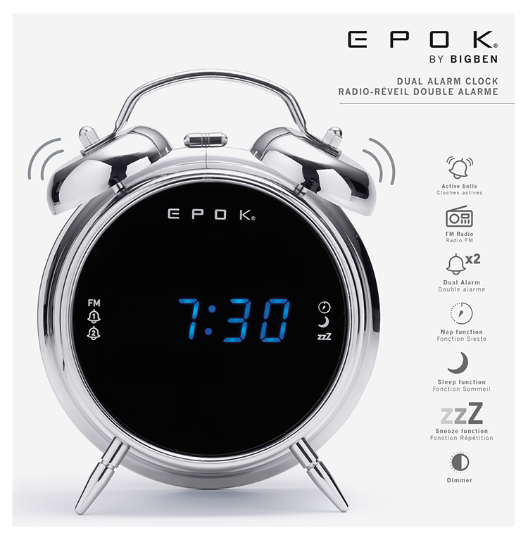 Radio réveil double alarme (argent) RR90EPOKN EPOK® BIGBEN Radio réveil double alarme (argent) RR90EPOKN EPOK® BIGBEN