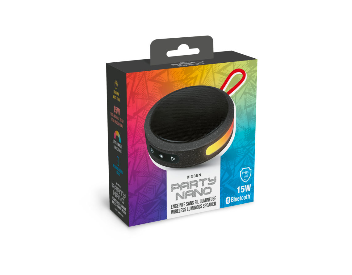 Enceinte Bluetooth Lumineuse Ultra-compacte, Portable et Certifiée IP54,  Bigben Party Nano - Noir - Français