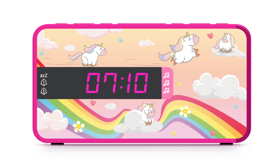 Reveil cube led lumière nuit clock licorne unicorn personnalisé prénom réf  37