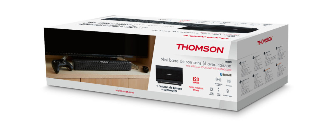 Barre de son avec caisson de basses filaire SB50BT THOMSON, Bigben - Le  Design Sonore pour tous, Audio, Thomson, Bigben Party, Bigben kids, Lumin'US, Colorlight