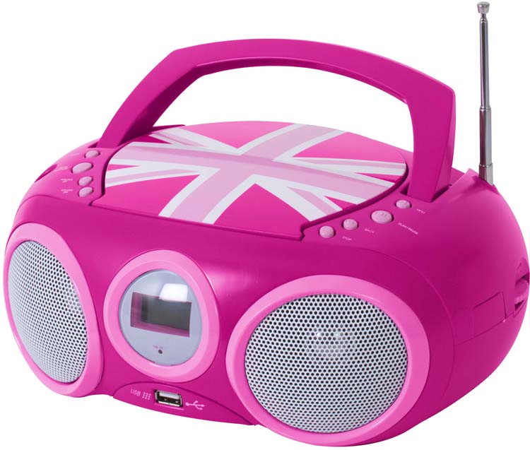 Radio CD player with USB port "Union Jack" (Pink) - Packshot