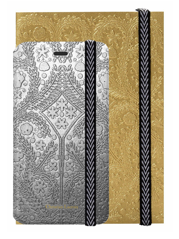CHRISTIAN LACROIX folio case "Paseo" (Silver) + notebook "Paseo" (Gold) - Packshot