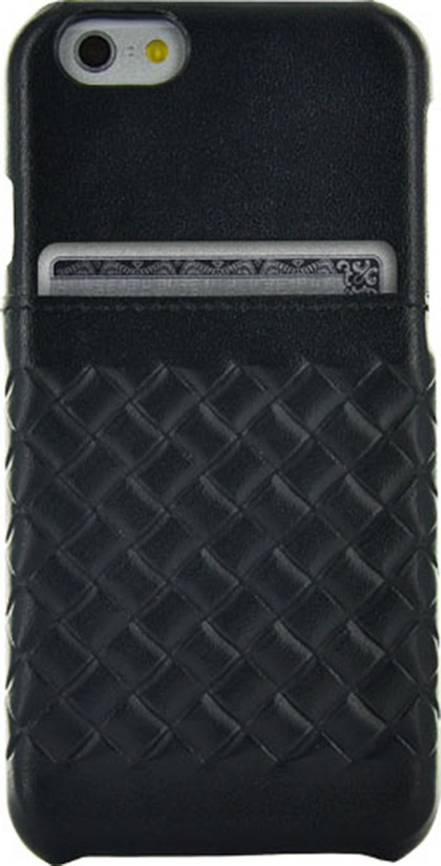 Hard Case with integrated card-holder ‘Leather’ (Black) - Packshot