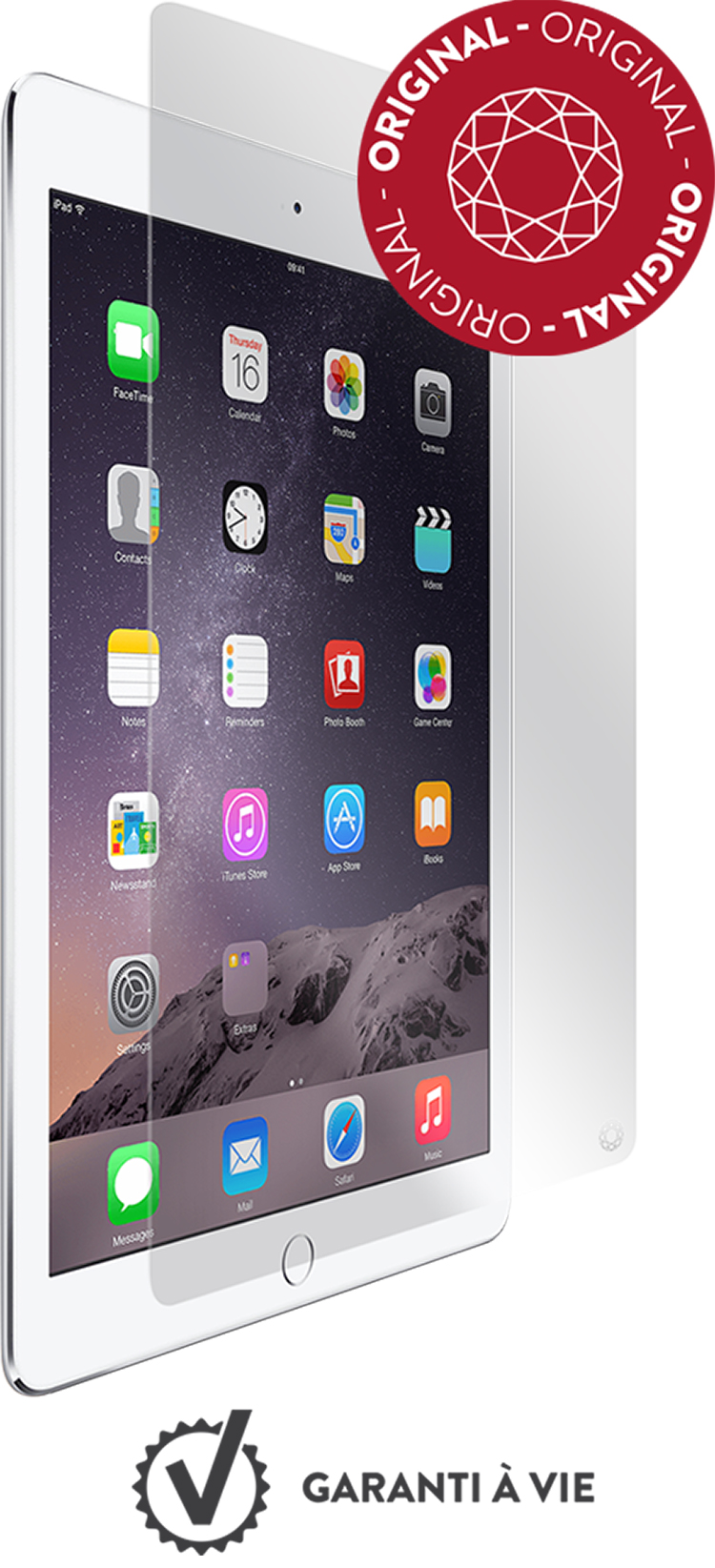 The tempered glass screen protector FORCE GLASS for iPad Air 2 - Packshot