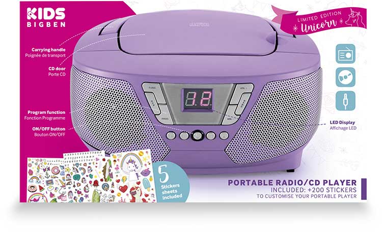 Lecteur CD portable avec microphone BigBen 230 V Licorne - Autre jeux  éducatifs et électroniques - Achat & prix