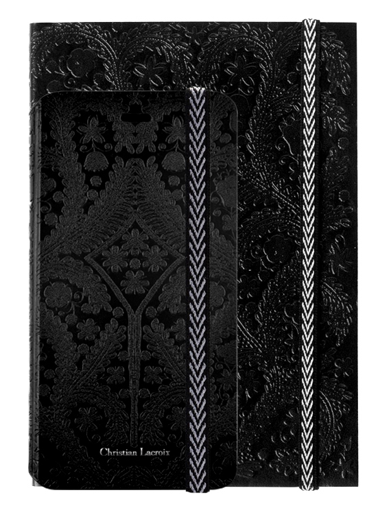 CHRISTIAN LACROIX folio case "Paseo" (Black) + notebook "Paseo" (Black) - Packshot