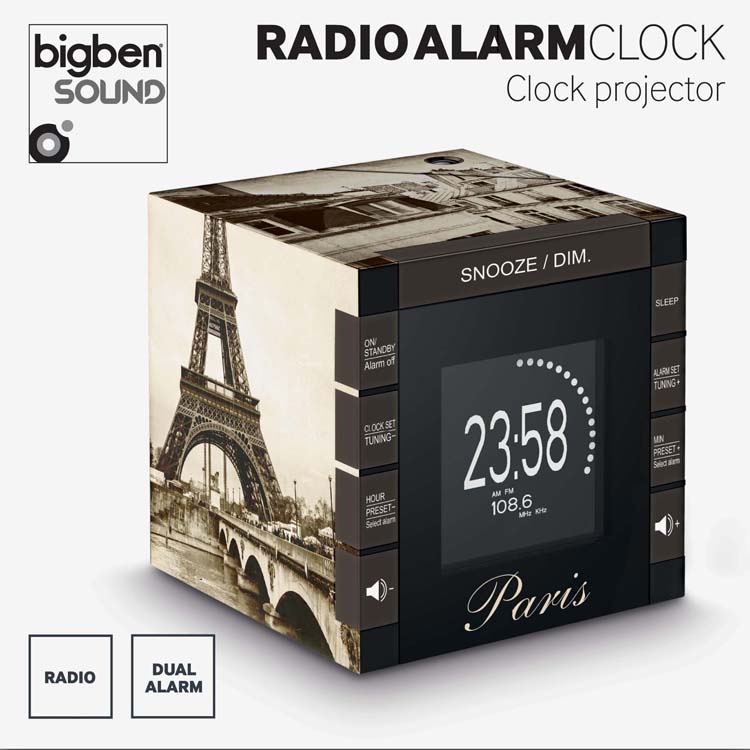 Bigben Interactive RR70PROCKWOOD Radio Sveglia con Display LCD e Proiezione Orario Rock 